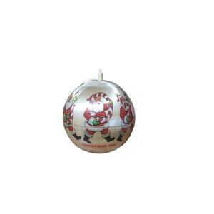 Vintage Santa JOY Christmas 1984 Satin Ball Ornament